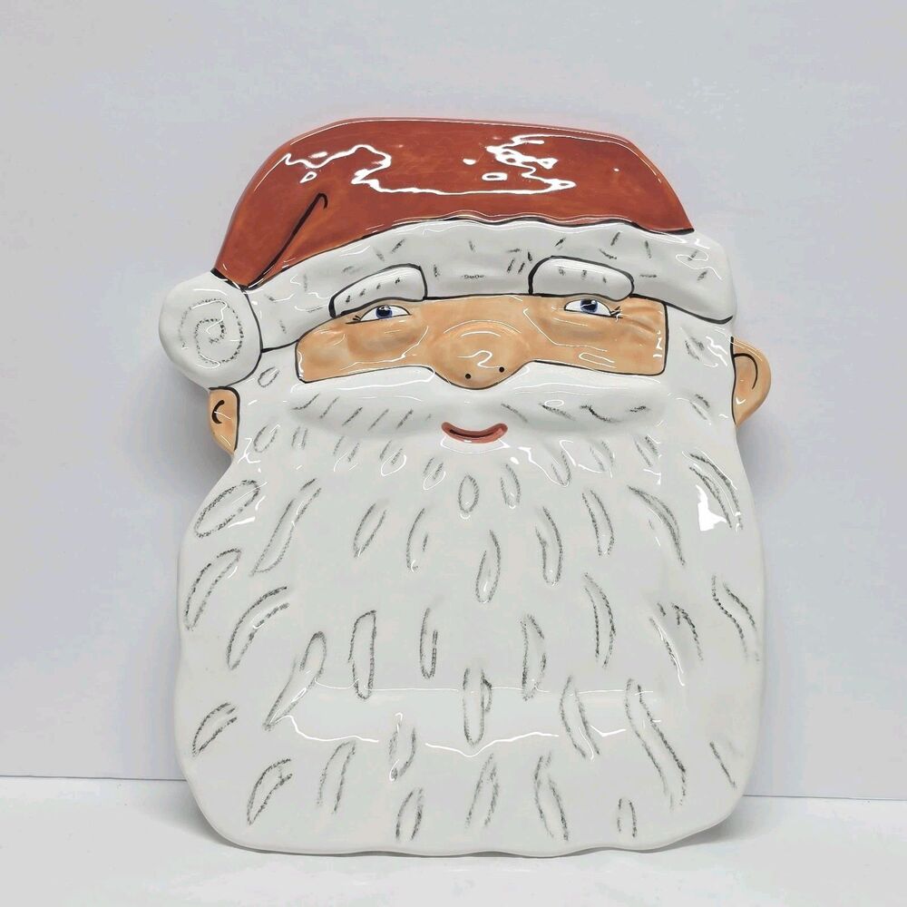 Department 56 Santa Claus Face Christmas Serving Plate Centerpiece Platter